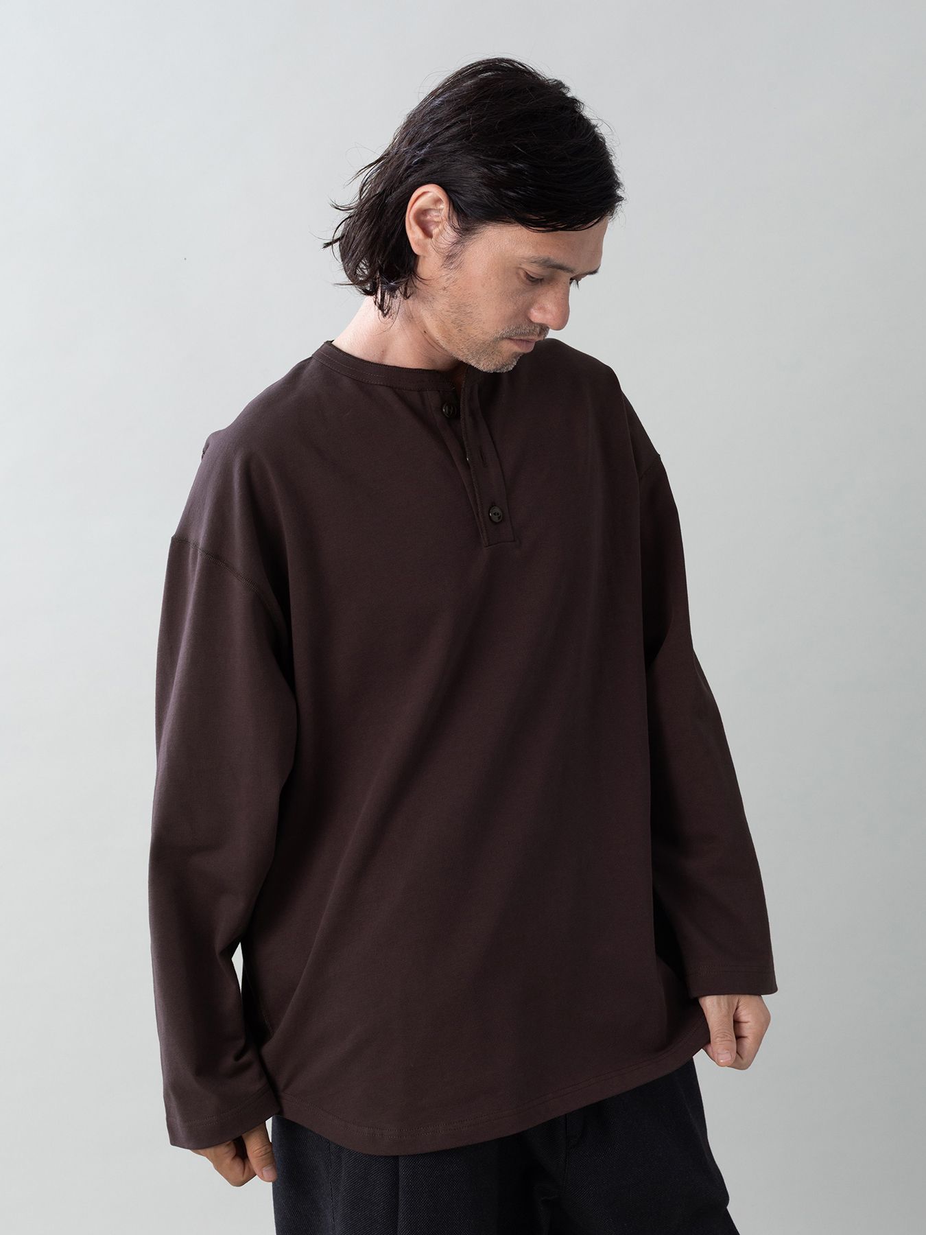 【予約品 5月6日(水) 締切】FLATSEAMME-HENLEY / ヘンリーネックカットソー / パープル