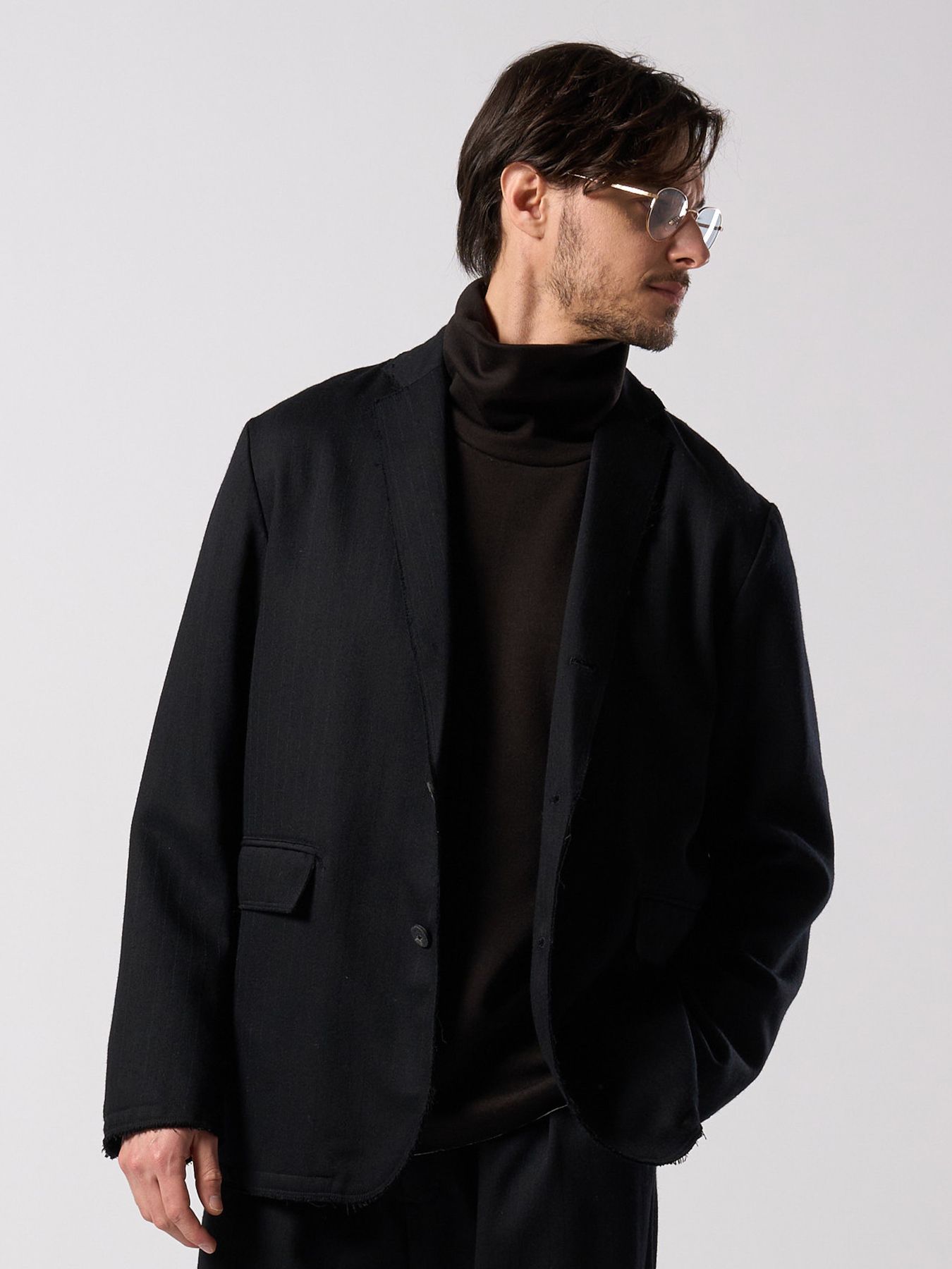 【予約品 4月19日(日) 18時締切】venetian stripe single jacket / ヴェネツィアン ストライプ シングルジャケット / ブラック