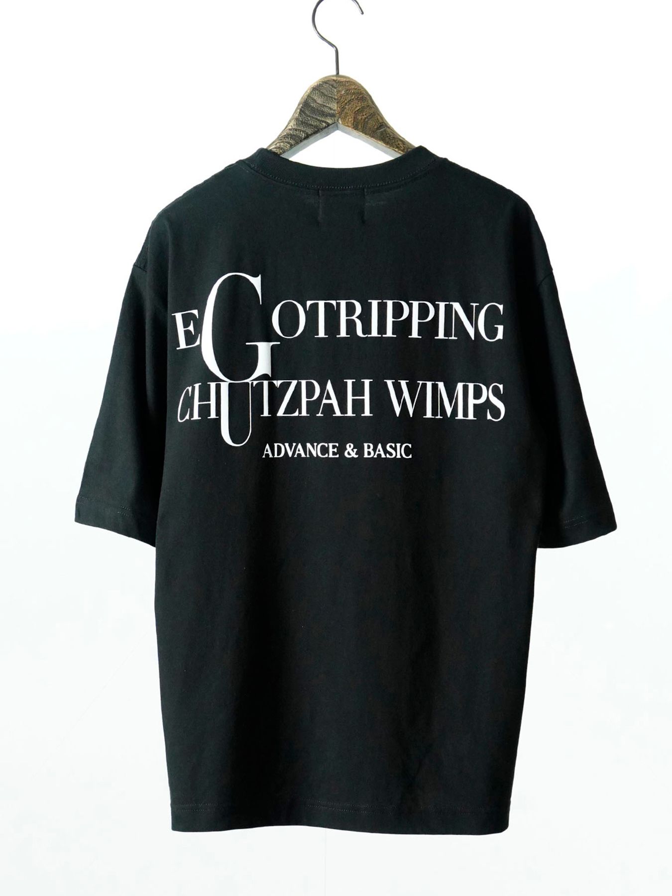 【予約品 11月9日(月) 締切】HEAVYOUNCE TEE Cw / ヘビーオンス バックプリントTシャツ / ブラック×ホワイト