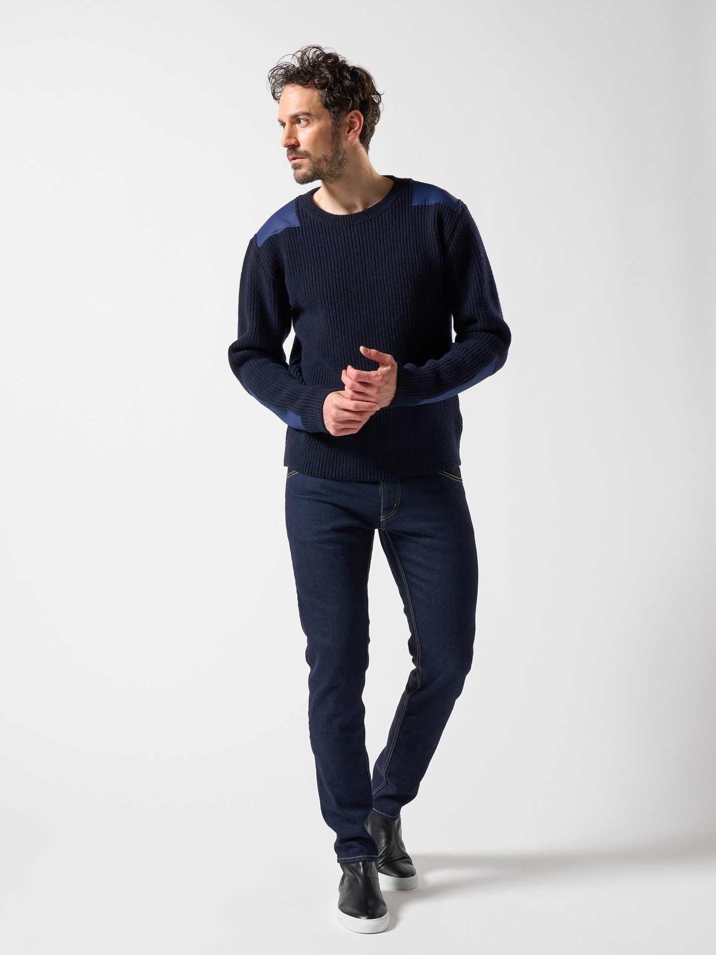 【予約品】 plating cable knit turtle / ニット / ネイビー