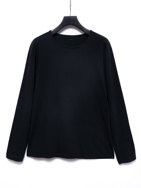【予約品 4月6日(月) 締切】Natural Soft Cotton Plain Stitches Crew Neck T-shirt / 30/-ナチュラルソフト天竺 クルーネック ロングスリーブ Tシャツ / ブラック