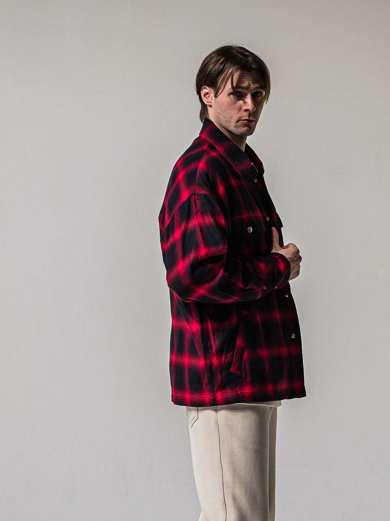 【予約品 11月16日(日) 締切】50s CHECK JK / オンブレチェック シャツジャケット / レッド