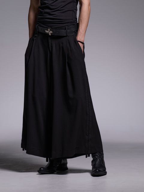 【予約品 1月4日(日) 締切】Sharring Wide Tuck Slacks / シャーリング ワイドタックスラックス / ブラック