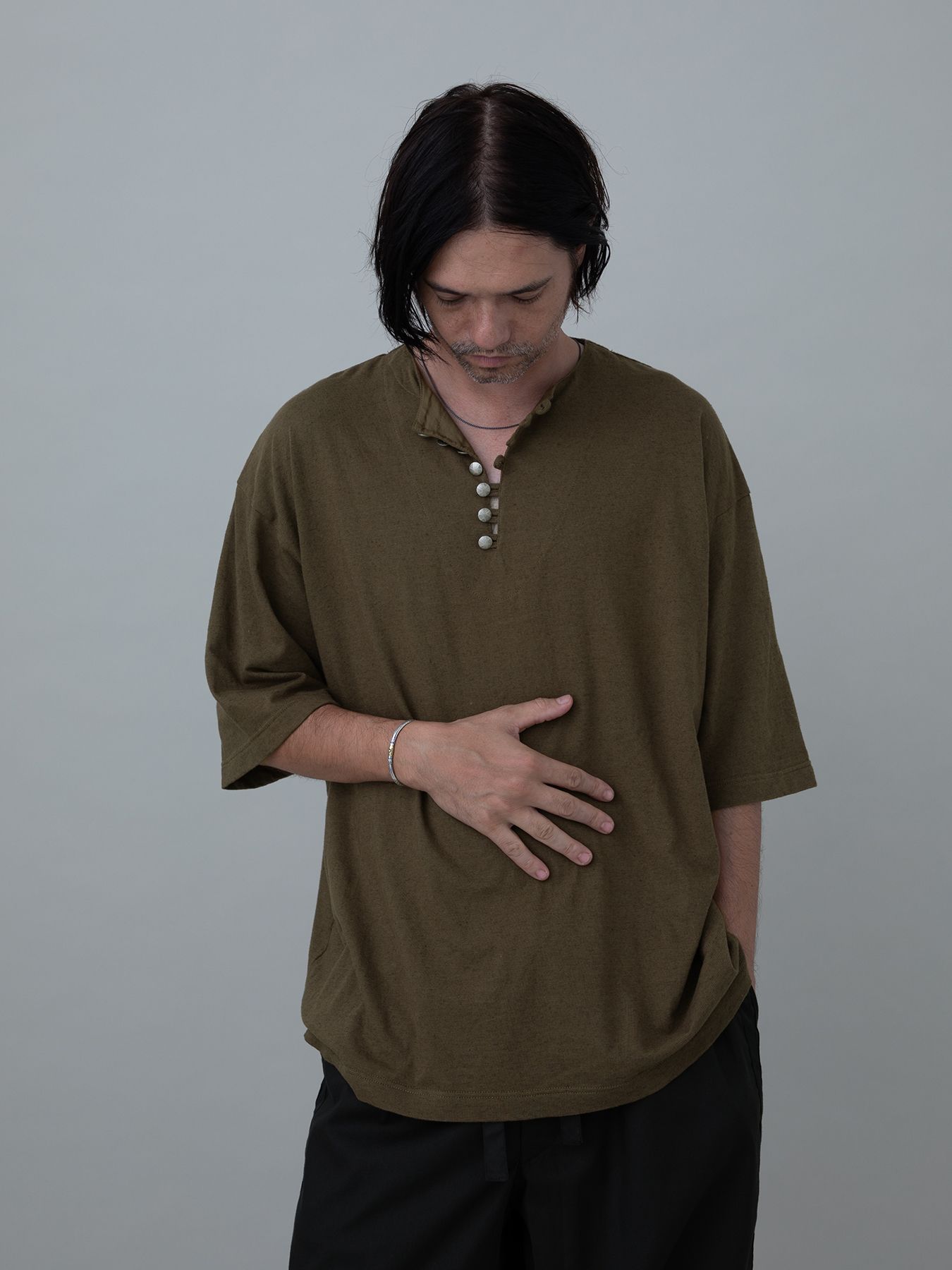 【予約品 11月23日(日) 締切】EUROHENRY / コットンリネン ヘンリーネック / BEIGE