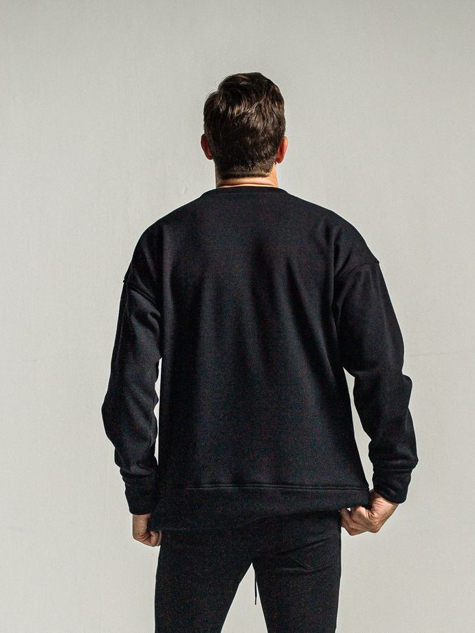裏起毛handwriting rogo  velours fleece drop trainer  / ルーズトレーナー / ブラック