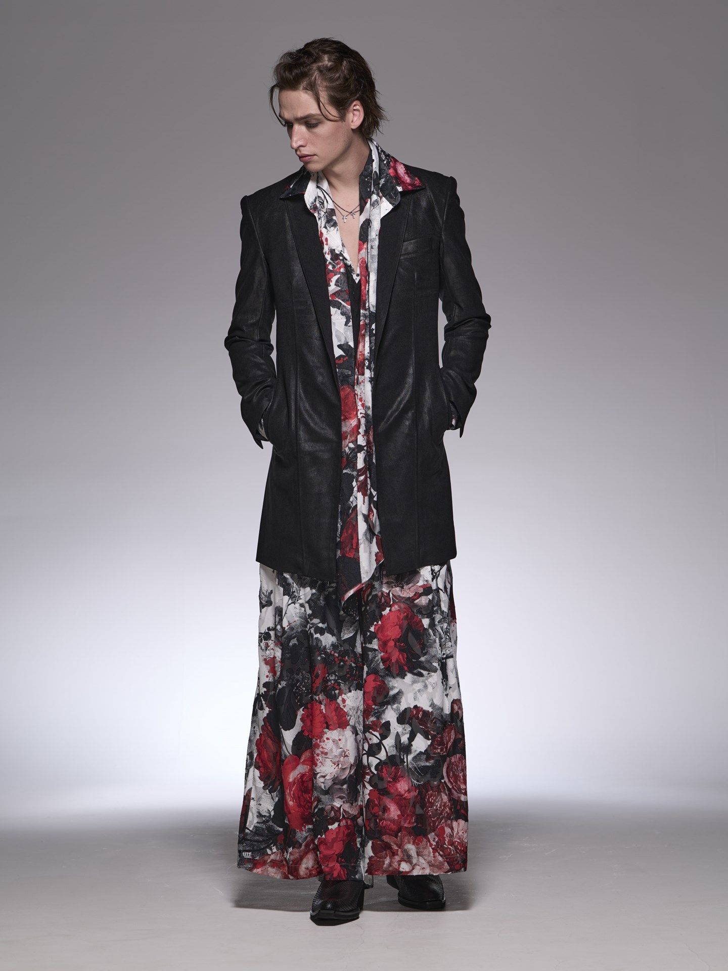 《予約品》 SplashFloraWideTuckSlacks / ワイドタックスラックス / ホワイト＆レッド