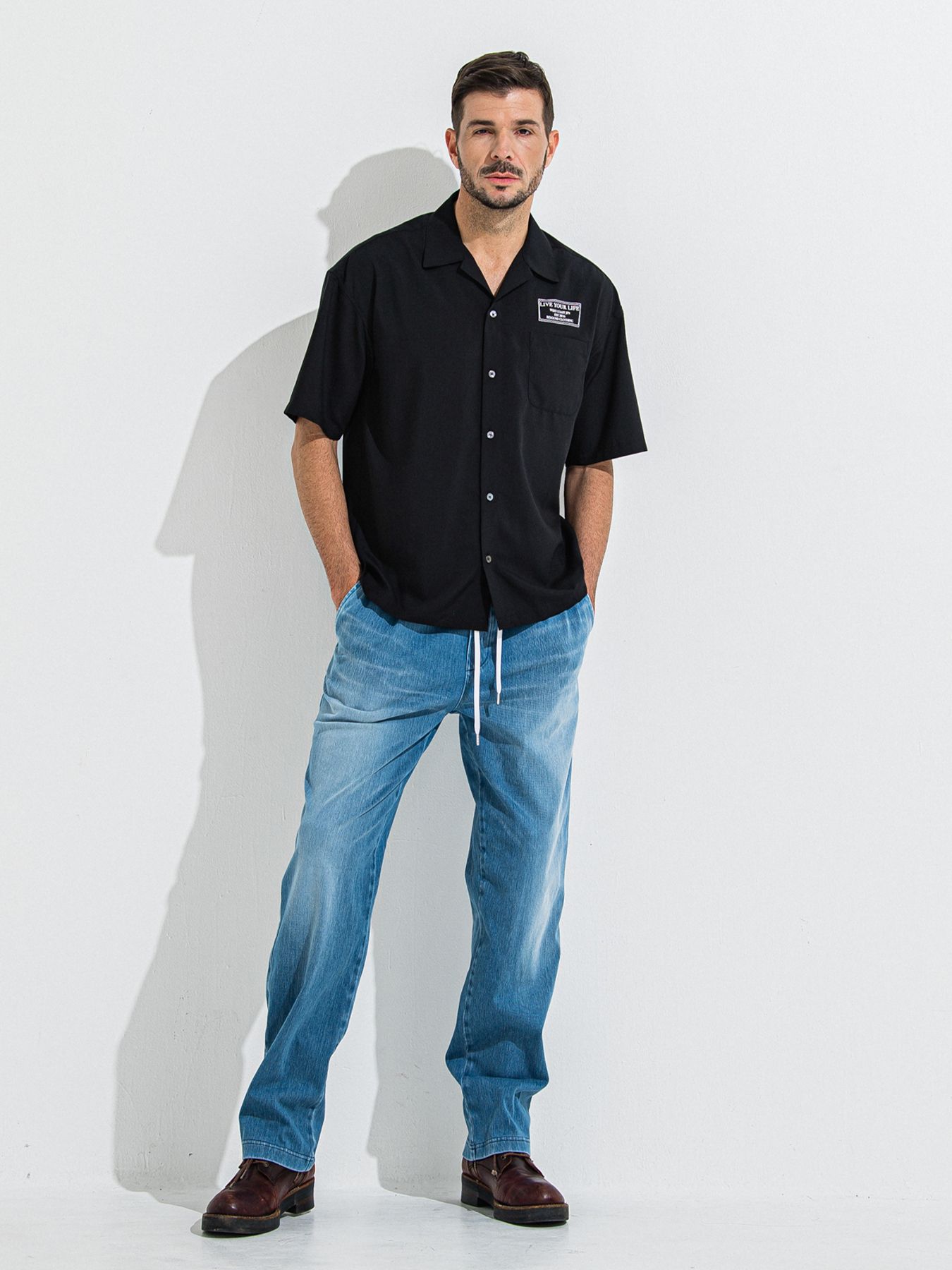 DENIM JERSEY WIDE PT / デニムジャージワイドパンツ / ライトインディゴ