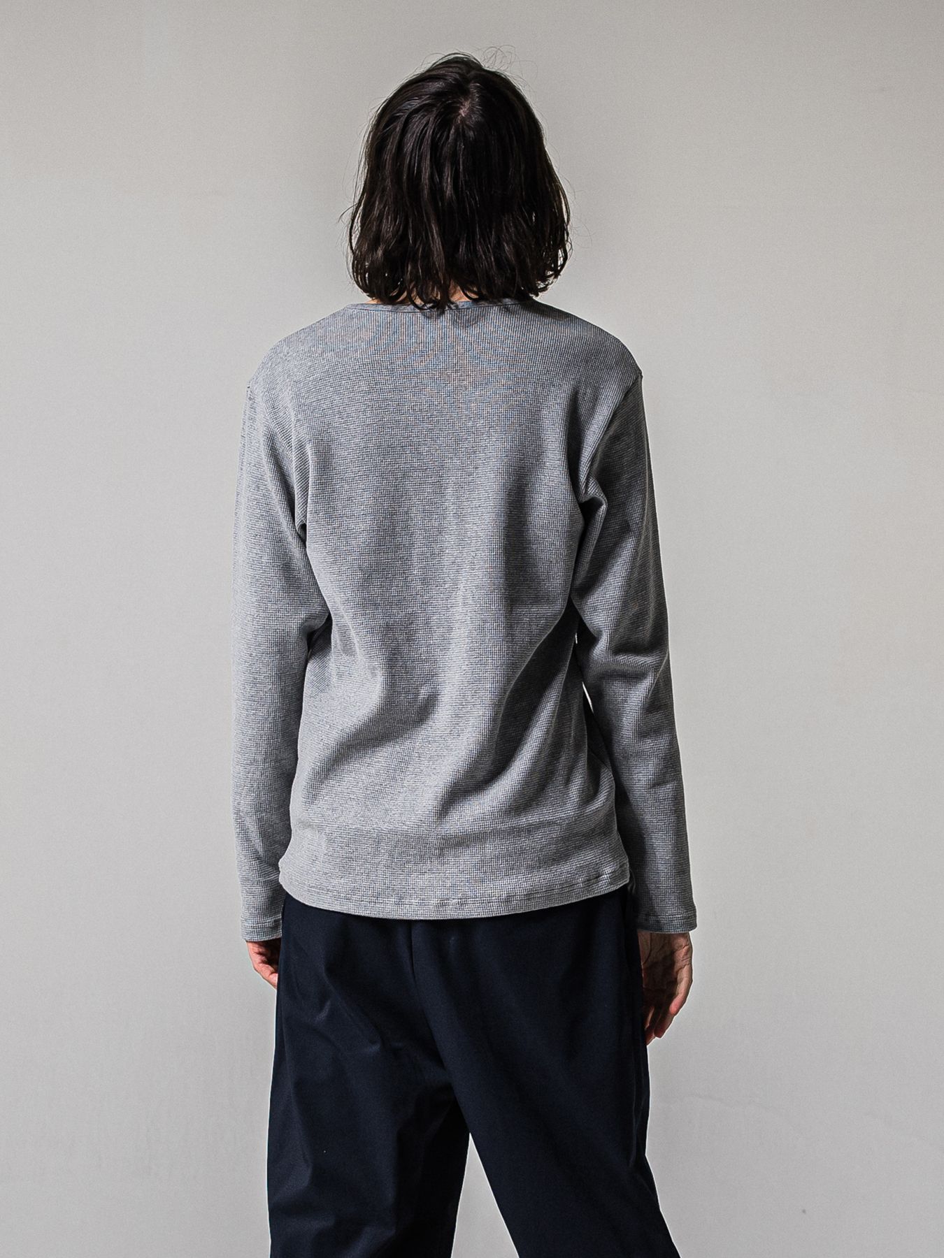 【予約品 11月16日(日) 締切】WAFFLE HENRY / ワッフルサーマル ヘンリーネック / グレー