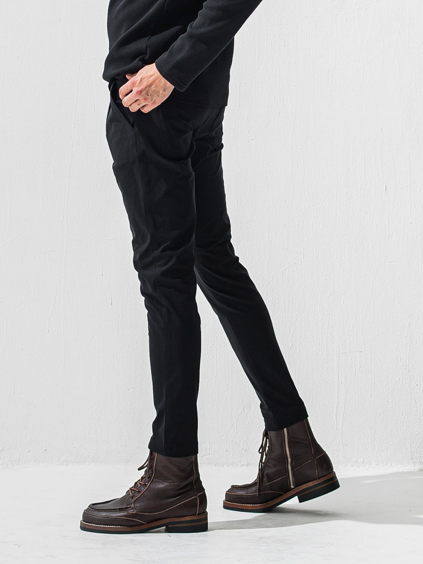 【予約品】CHRIS EASY HEAT TUCK PANTS / 裏起毛 ワンタックイージーパンツ / ブラック
