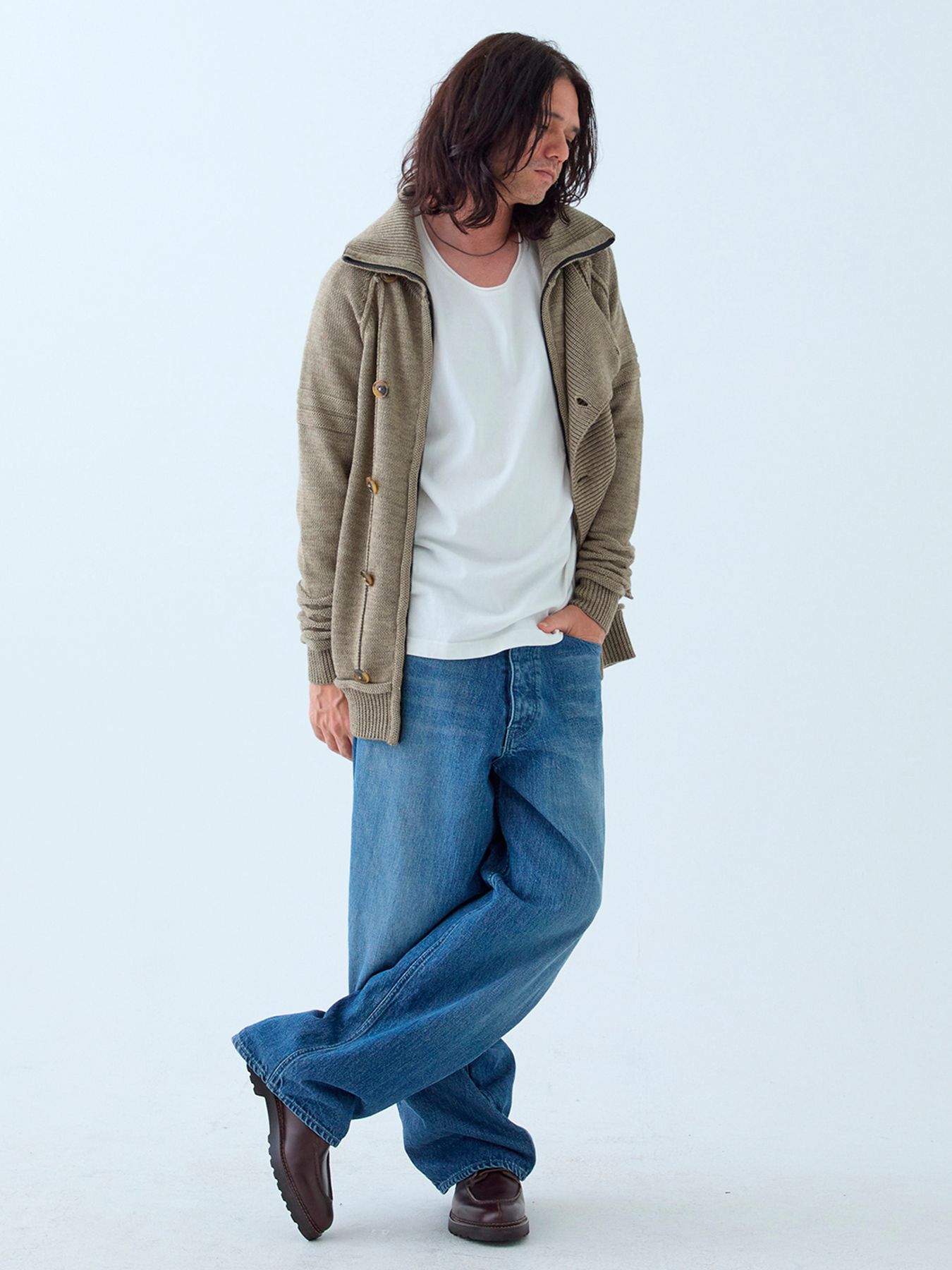 【予約品 6月2日(月) AM10時 締切】Standrop / ニットブルゾン / 杢ベージュ