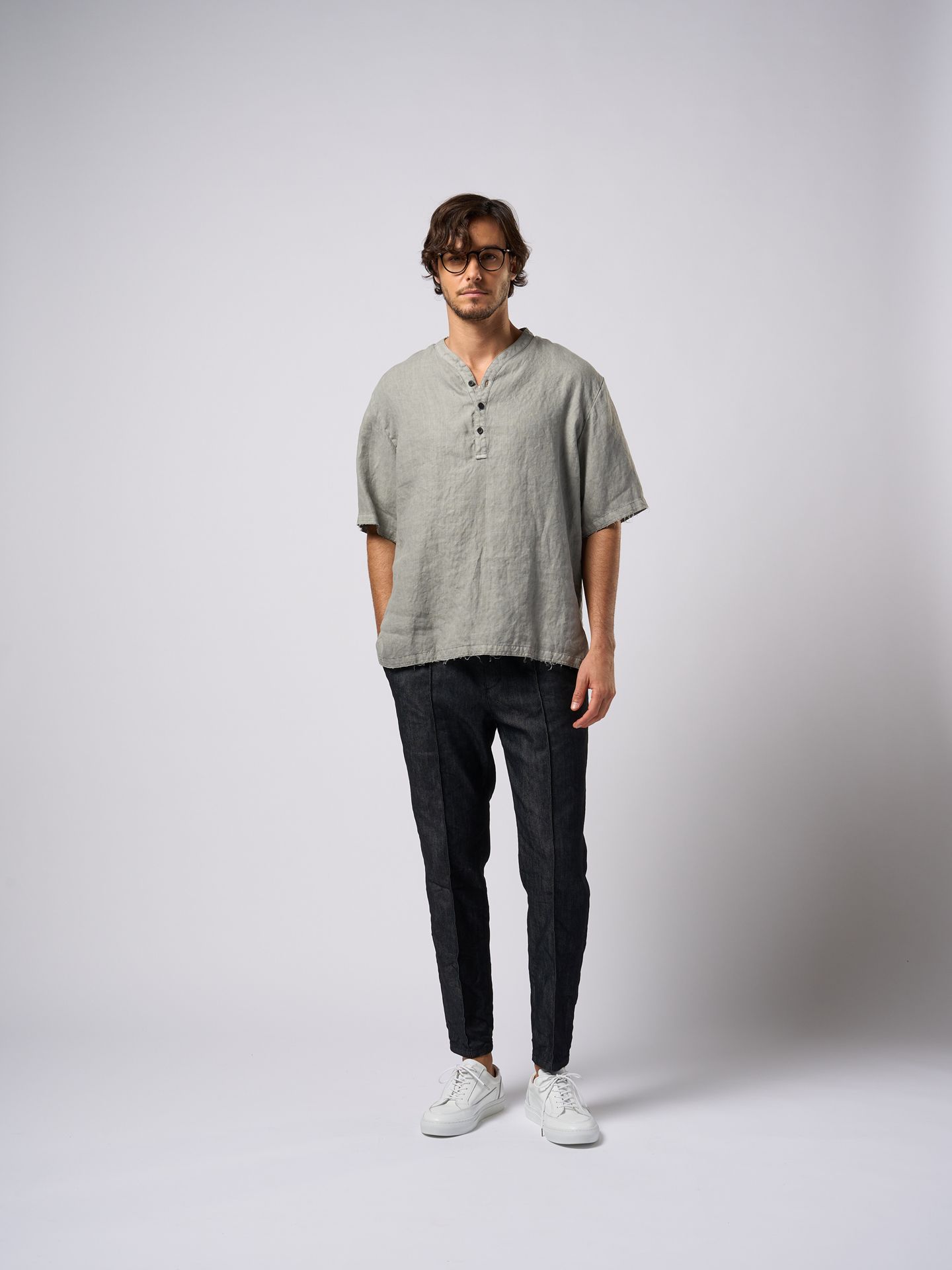 【予約品9月16日 10時締め】 smart collar pullover H/S / シャツ / ダークグレー