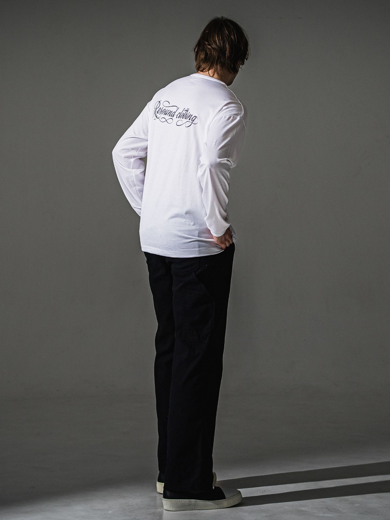 【予約品】PIN ST RC over longsleave Tee / ピンストライプロゴ オーバーサイズ ロングスリーブ Tシャツ / ホワイト