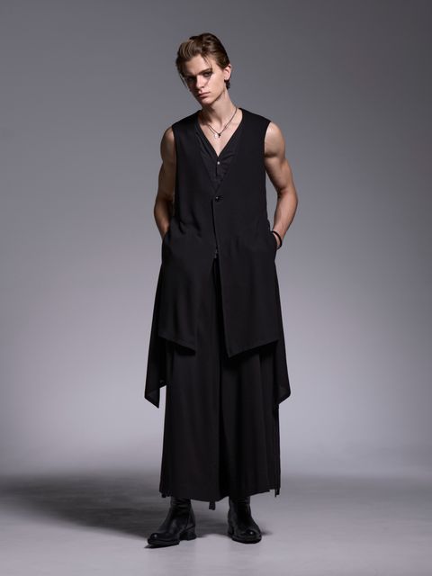 【予約品 1月4日(日) 締切】Long Flare Vest / ロングフレアベスト / ブラック