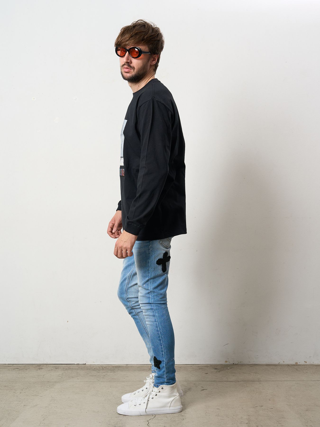 【予約品 5月8日(木) AM10時 締切】 5.6ozコットン天竺JUST WANNA HAVE FUNSシークイン LS Tシャツ / ブラック