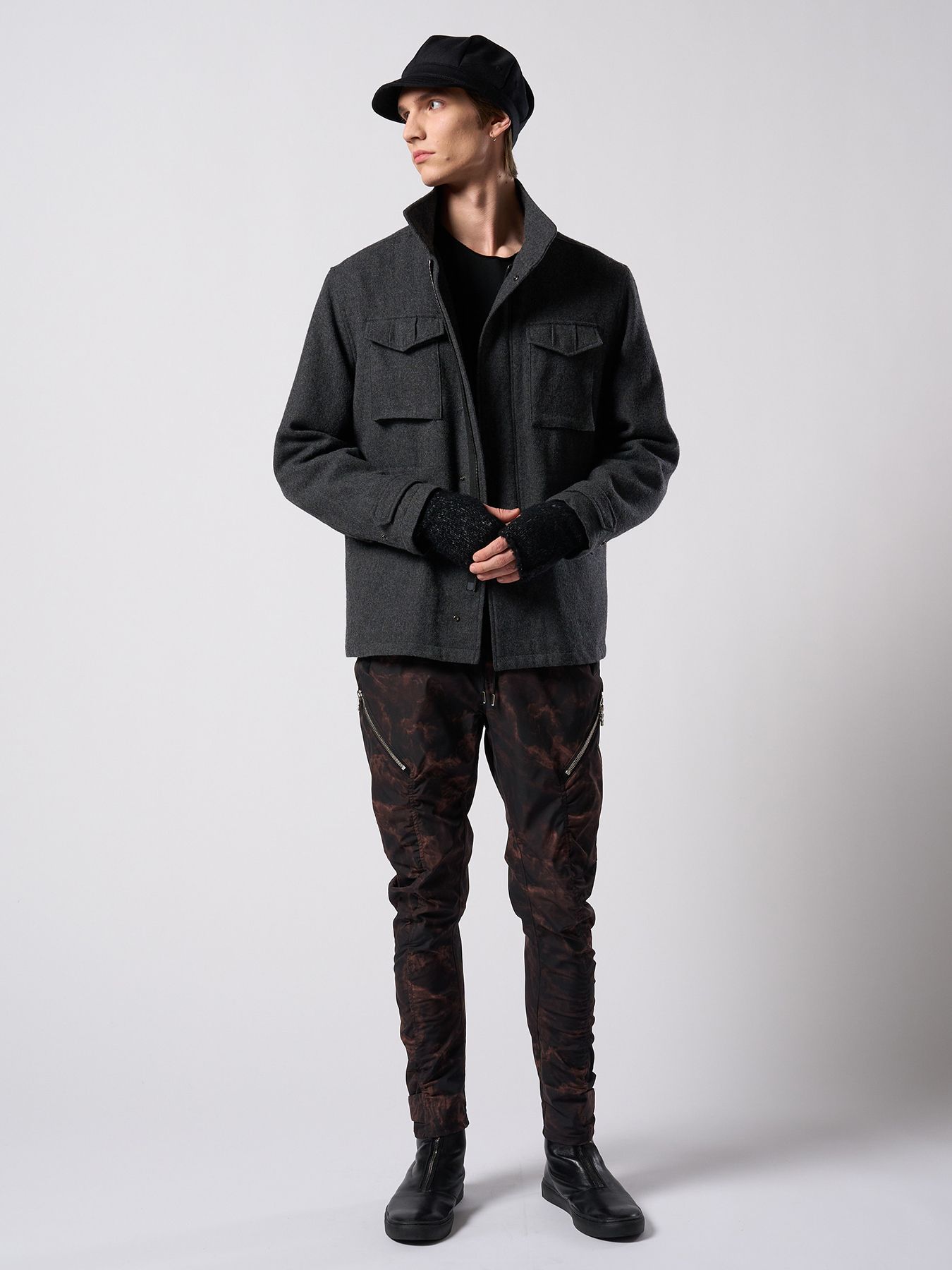 【予約品 4月19日(日) 18時締切】puckering banana teck pants / パッカリング バナナ テックパンツ / スモークプリント