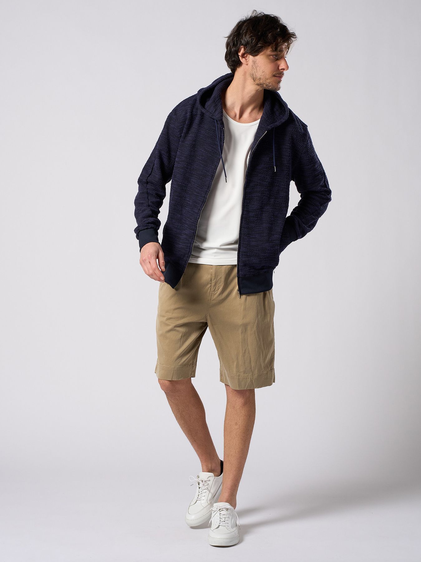 【予約品 1月25日(日) 締切】muta × wjk collection：knit jacquard relax parker / ニットジャガード リラックスパーカー / ネイビー