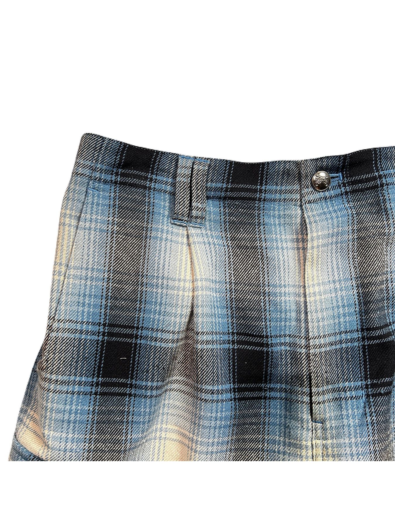 【予約品 8月10日(日) 締切 】SILK CHECK SHORTS / シルクチェックショーツ / サックスブルー