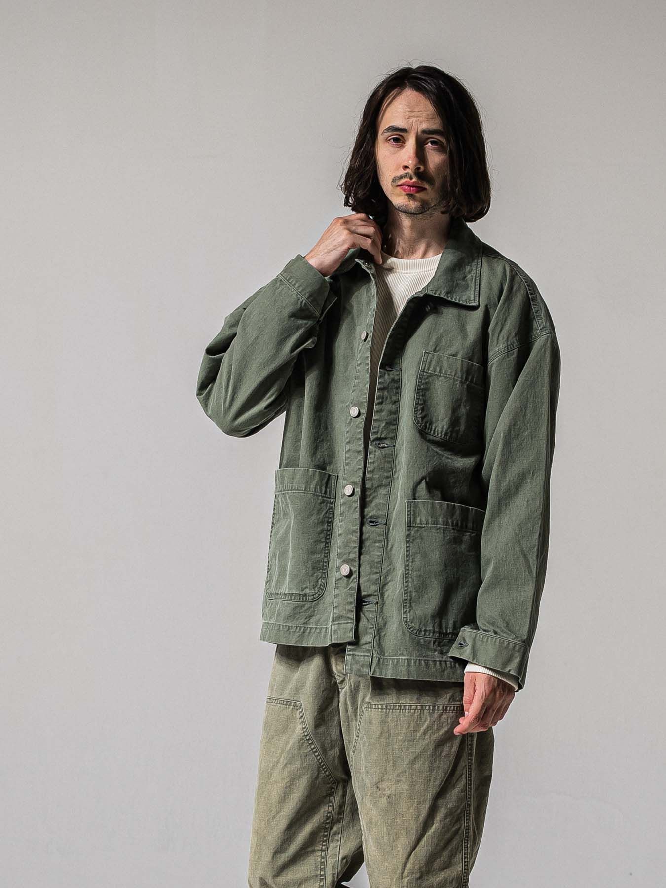 【予約品 11月16日(日) 締切】RC COVER ALL / ミリタリーキャンバス カーバーオールジャケット / ダークカーキ