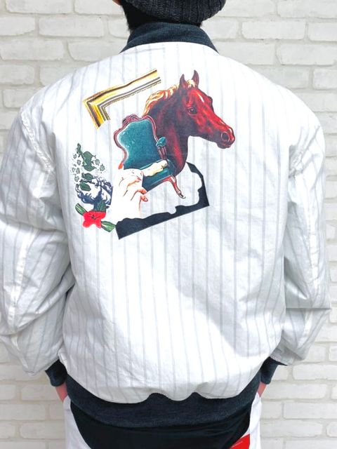リバーシブルブルゾン キルティング×ストライププリント WhiteGray 71MICHAEL