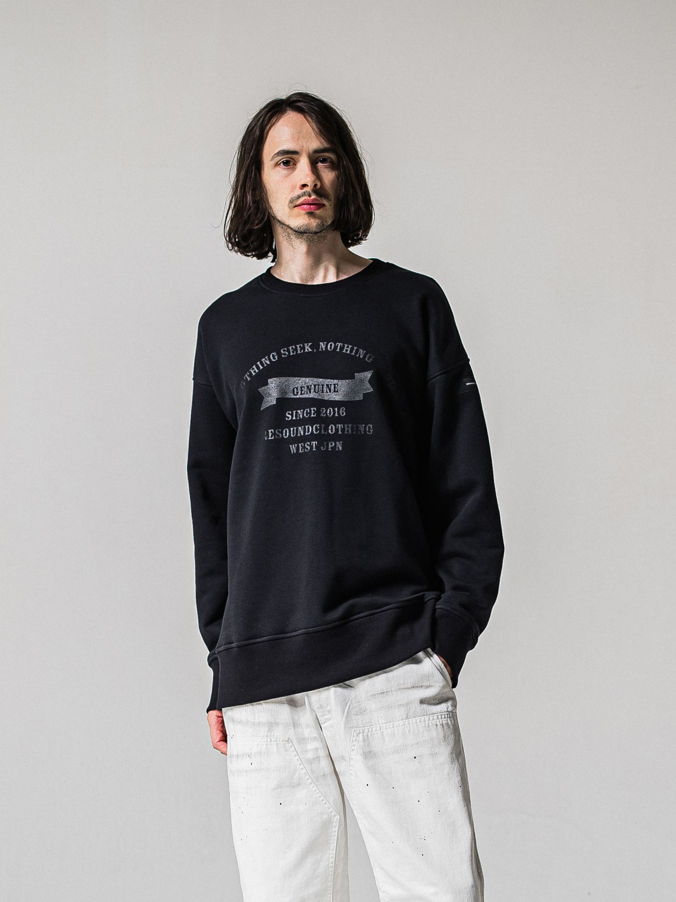 【予約品 11月16日(日) 締切】HF URAKE COLLEGE DROP TRAINER / 裏毛 カレッジロゴルーズ トレーナー / ブラック