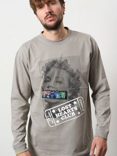 【予約品 5月8日(木) AM10時 締切】 5.6ozコットン天竺 LOST HEARTS シークインLS Tシャツ / チャコールグレー