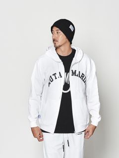 【予約品 10月9日(木) 締切】muta Arc Logo Zip Up Hooded Sweatshirt / ジップパーカー / ホワイト【Acanthus × muta MARINE】