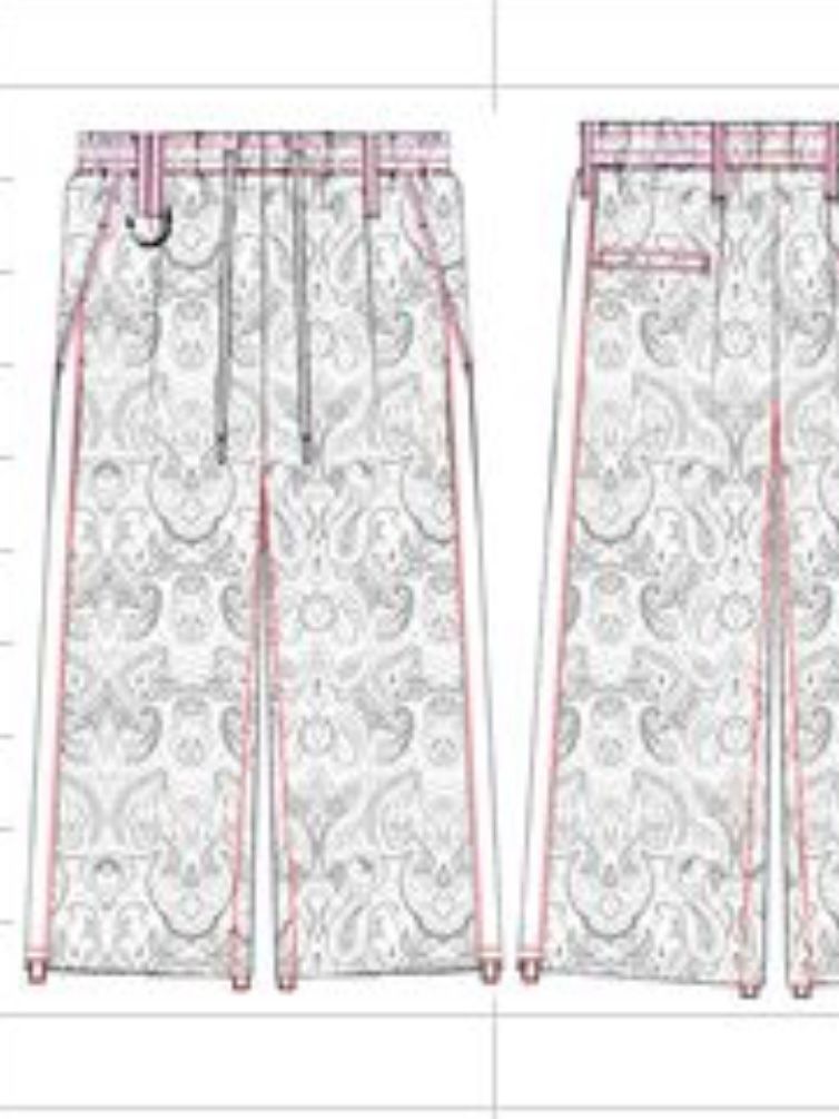 SharringWideTuckSlacks / ワイドタックスラックス / ブラック・黒ペイズリー柄ジャガード