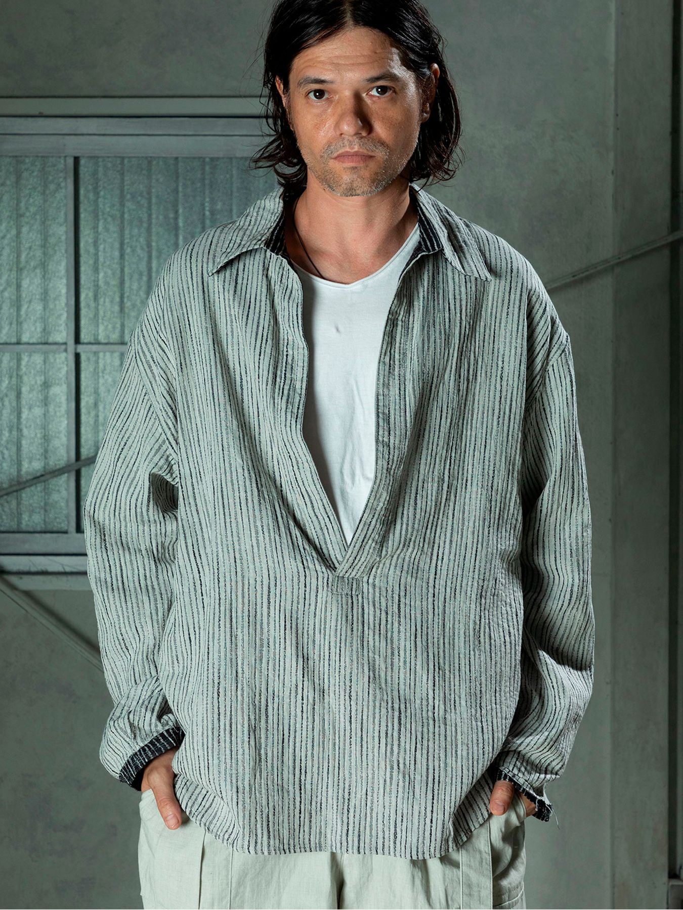 【予約品 11月9日(月) 締切】WAVEPULLOVER / ジャガードストライプ プルオーバー / グレー