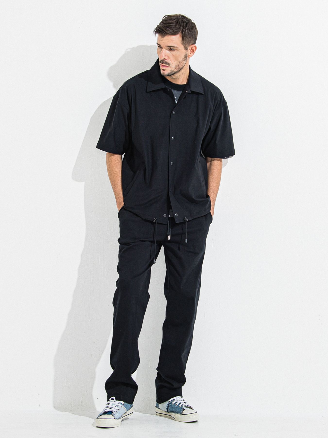 【予約品 】DENIM JERSEY WIDE PT / デニムジャージワイドパンツ / ブラック