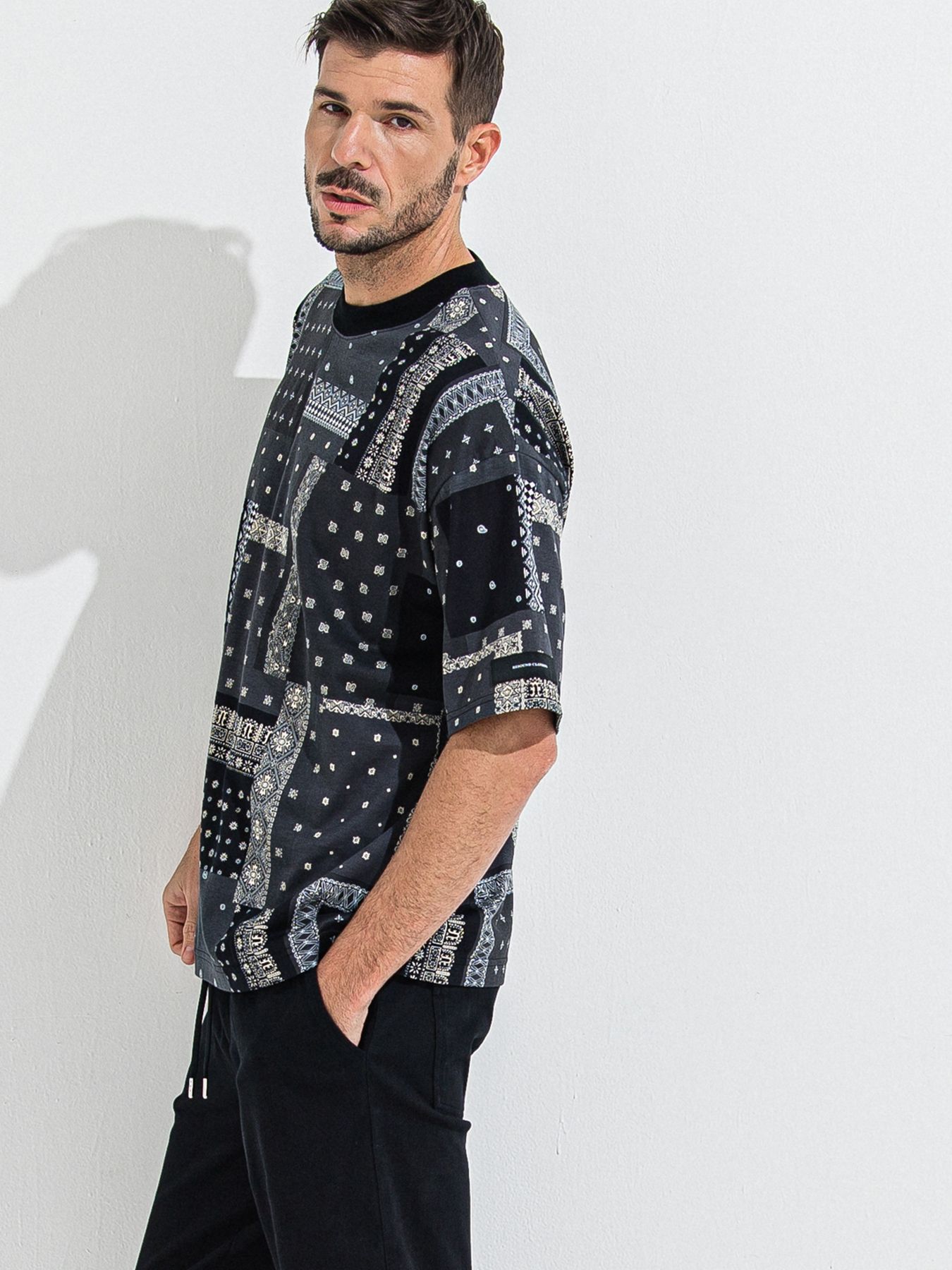 BANDANA OVER TEE / バンダナオーバーサイズTシャツ / ブラック