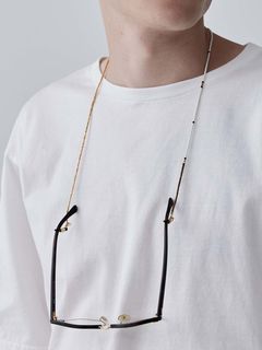 《予約品》 BEADS GLASS CORD&NECKLACE / グラスコード&ネックレス / ホワイト・ゴールド 【Iroquois.SENTI】