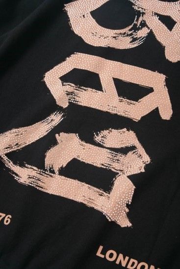 RHINESTONE PRINT WIDE SWEAT SHIRTS / Black 【BOY LONDON】