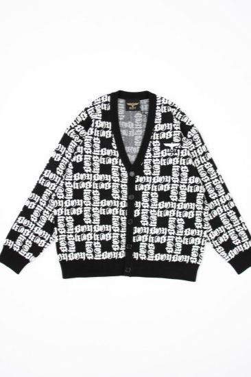 BOY LOGO PATTERNED KNIT CARDIGAN/ ブラック 【BOY LONDON】