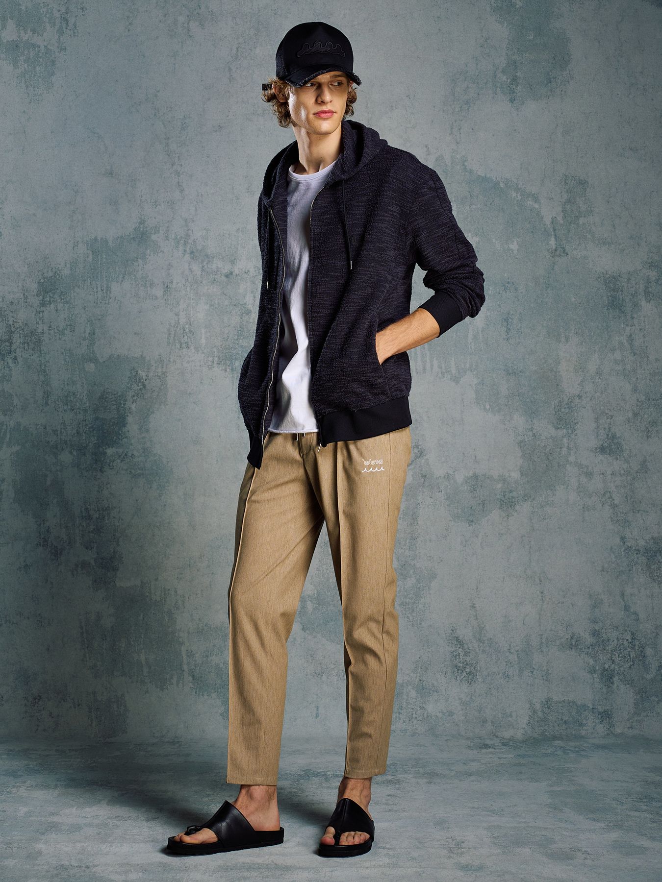 【予約品 1月25日(日) 締切】muta × wjk collection：knit jacquard relax parker / ニットジャガード リラックスパーカー / ブラック