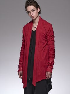 《予約品》 ShawlCardigan /パイソンジャガード織 ショールカーディガン / レッド
