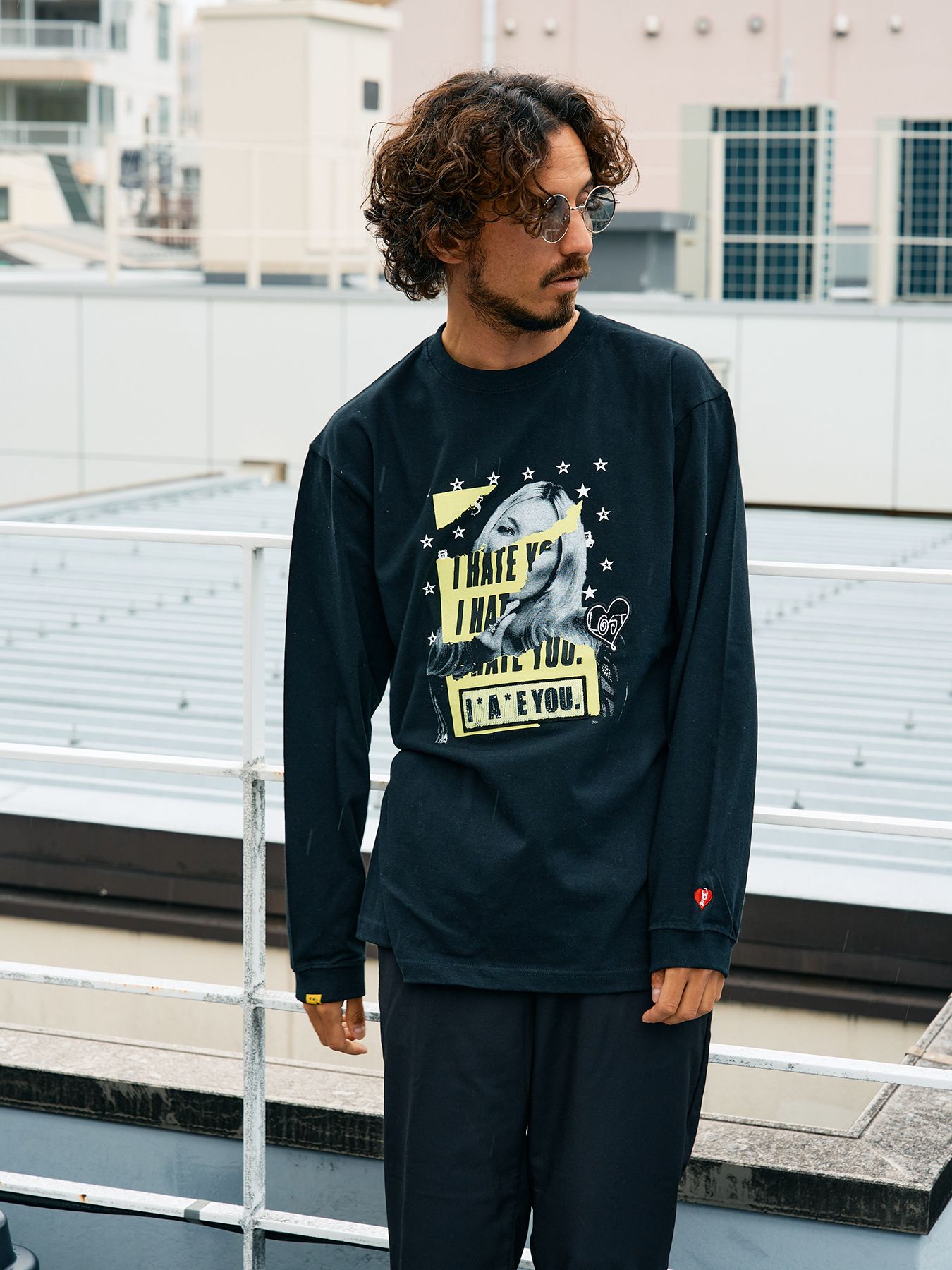 【予約品 5月8日(木) AM10時 締切】 5.6ozコットン天竺 I HATE YOU シークインLS Tシャツ / ブラック