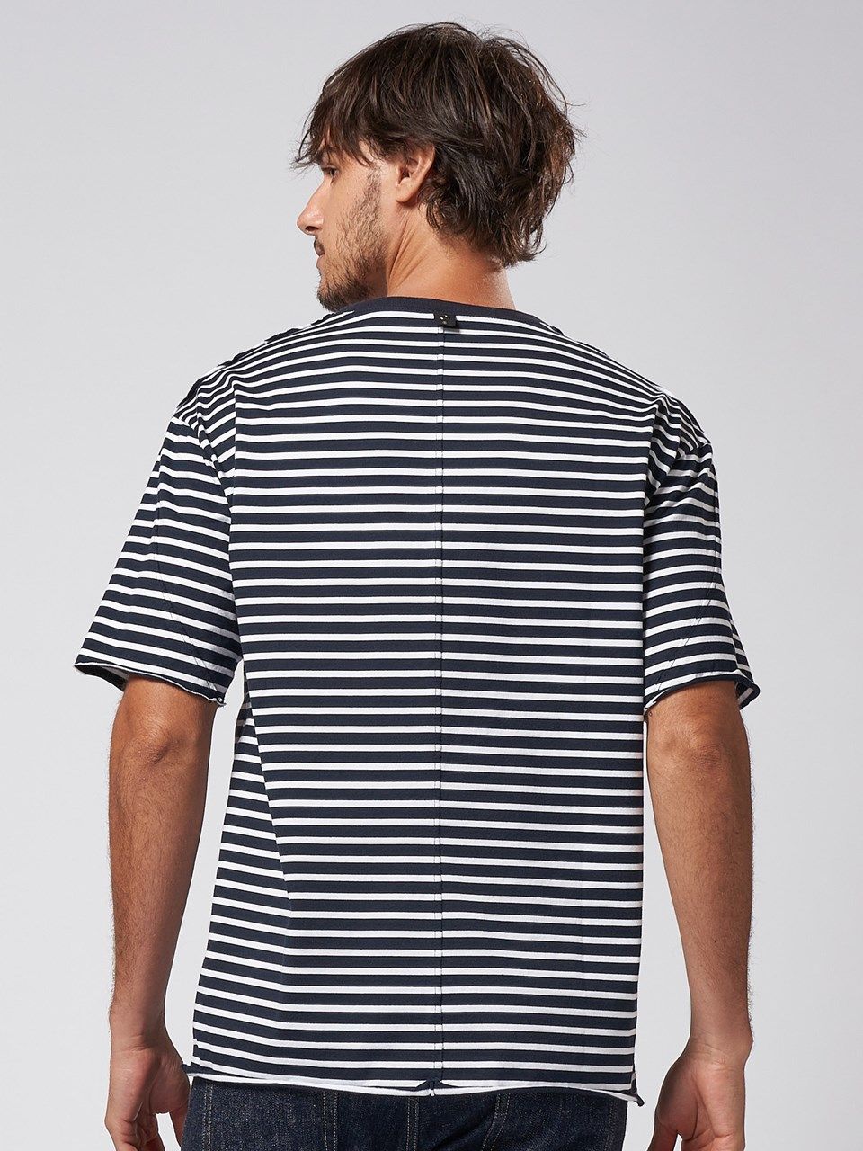 《予約品》 wide cut-off border S/S / ボーダーTシャツ / ネイビー