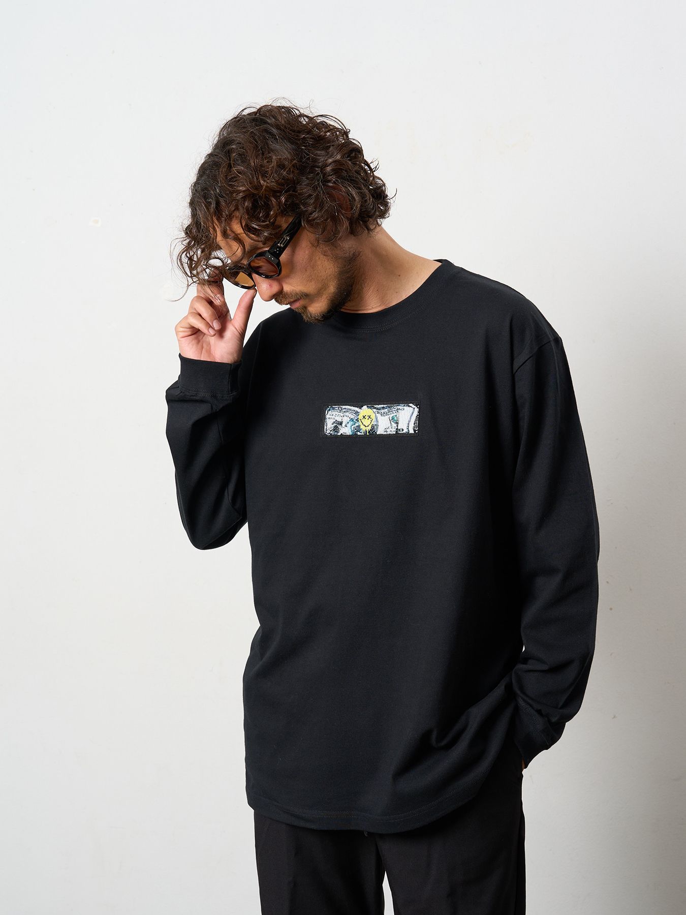 5.6ozコットン天竺 YOU GOT THIS シークインLS Tシャツ / ブラック