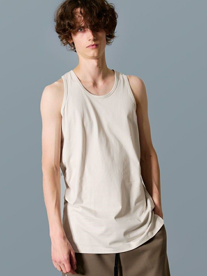 LOGO ZIP TEE×TANK TOP TシャツXタンクセット / モカチャコール×ベージュ