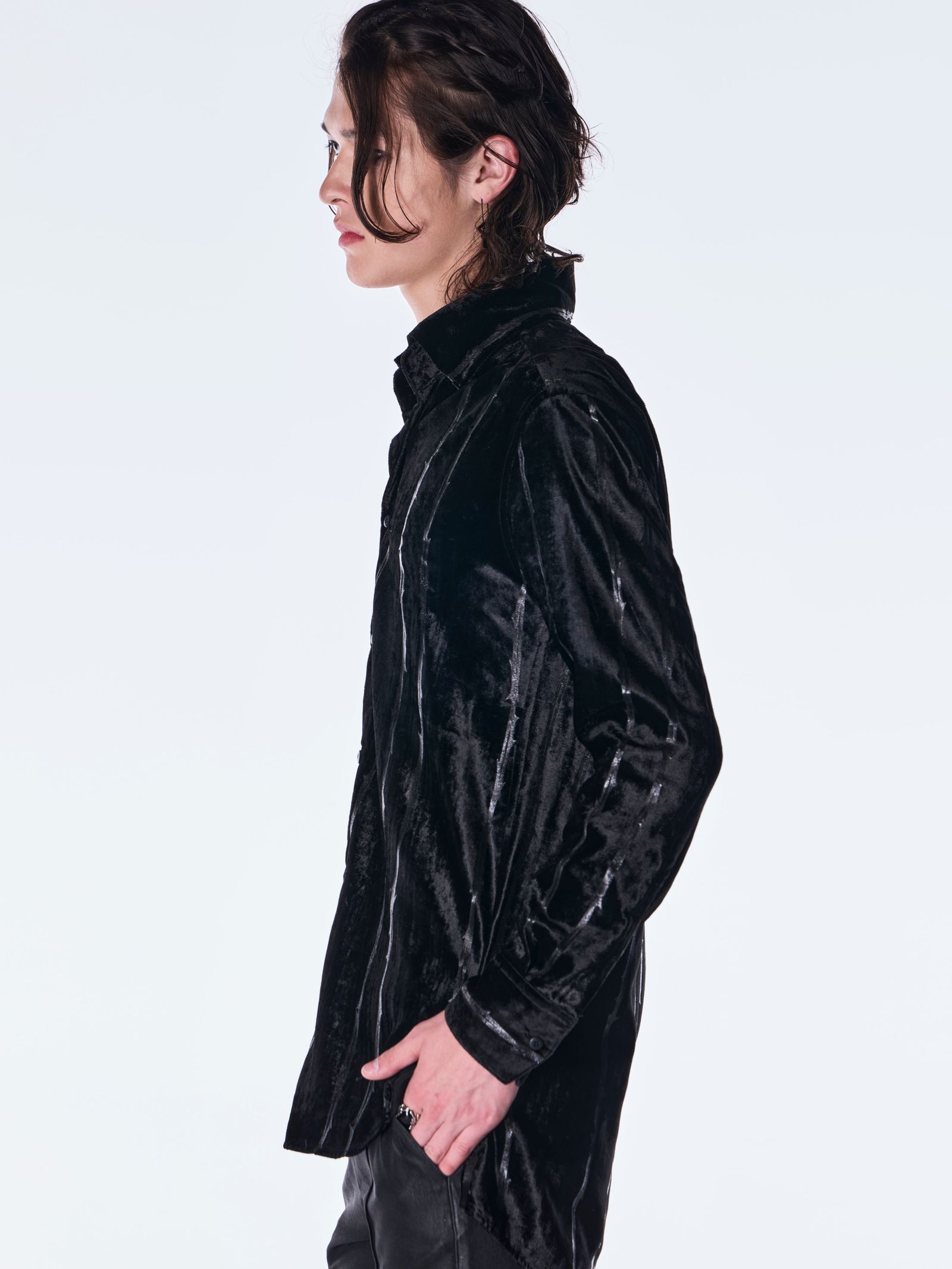 【予約品 6月29日(月) 締切】TOGE Velvet Shirt / ベルベット シャツ / ブラック