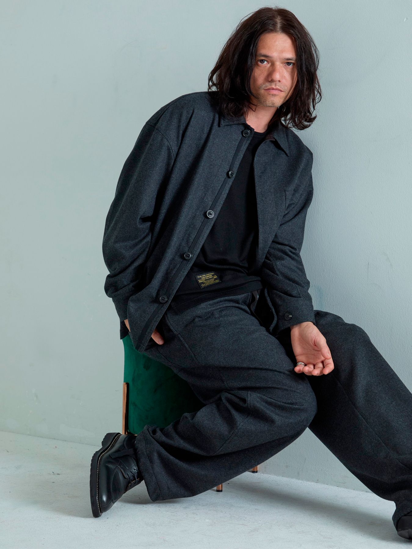 【予約品 】Woolnapp shirts / ウールシャツ / 杢チャコール