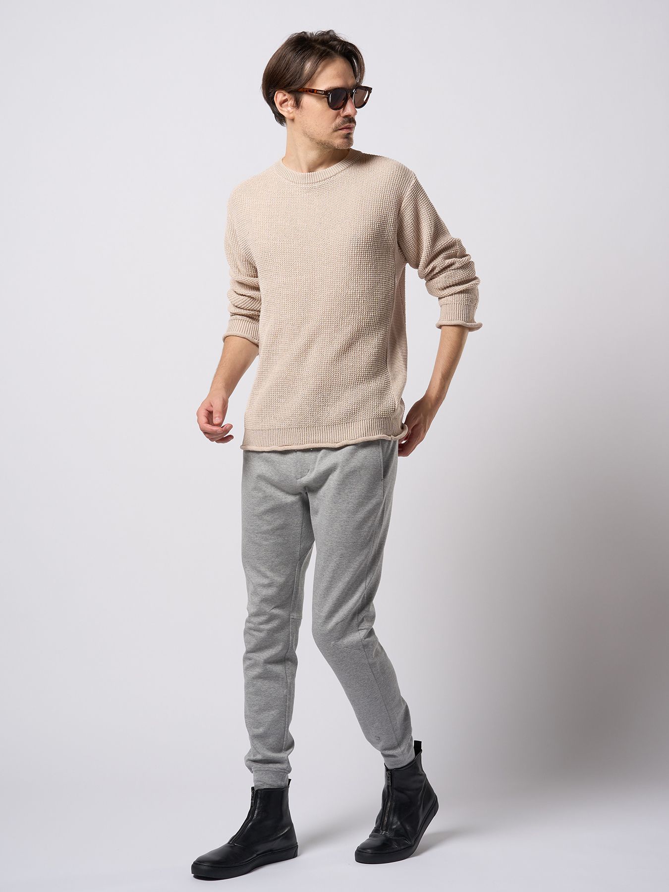 【予約品 9月23日(火) 締切】GIMA crew summer knit / 擬麻クルーサマーニット / ライトベージュ