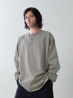 【予約品 5月6日(水) 締切】FLATSEAMME-HENLEY / ヘンリーネックカットソー / グレー