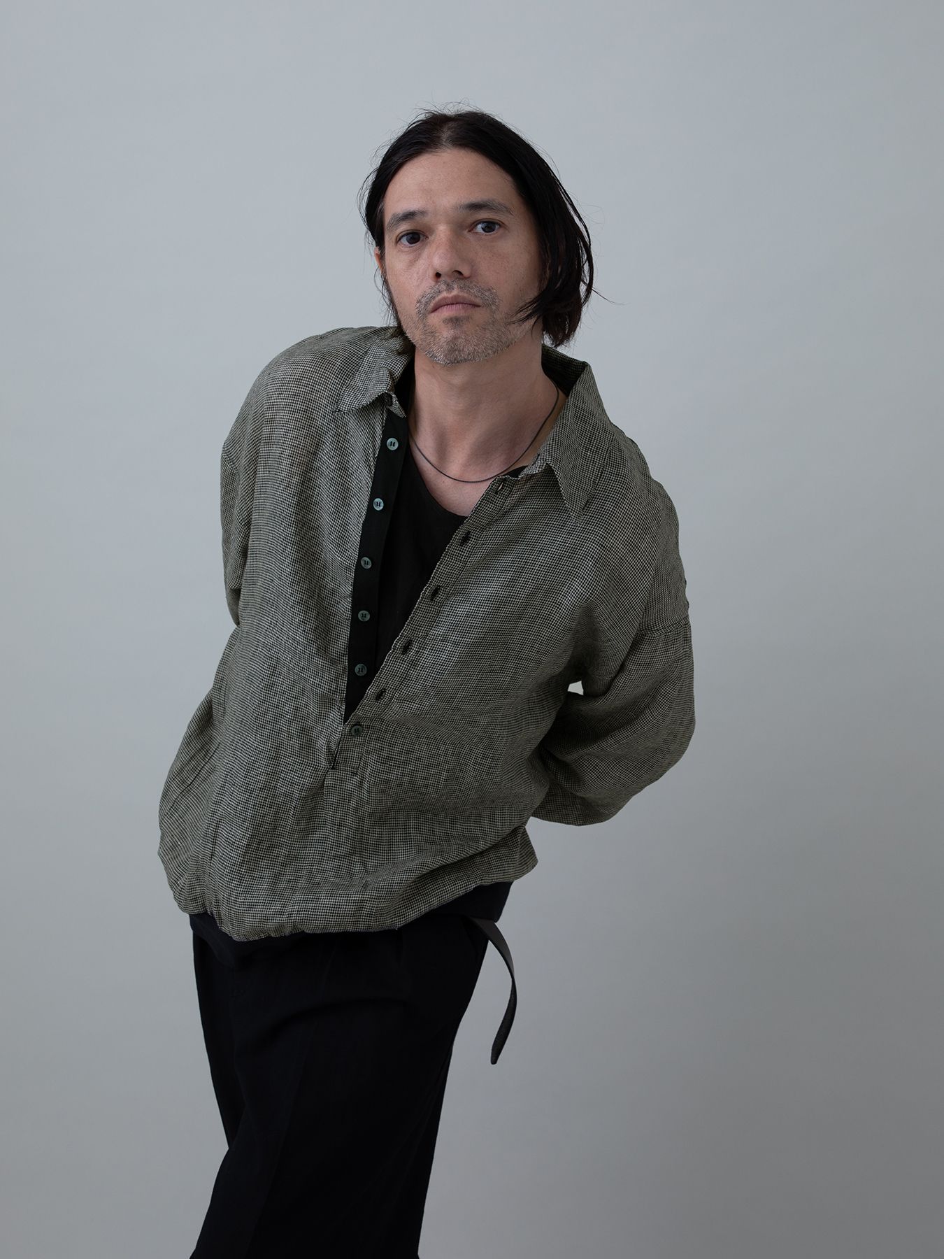 【予約品 11月23日(日) 締切】LINENSHEER POLO / リネン ポロシャツ / BEIGE千鳥