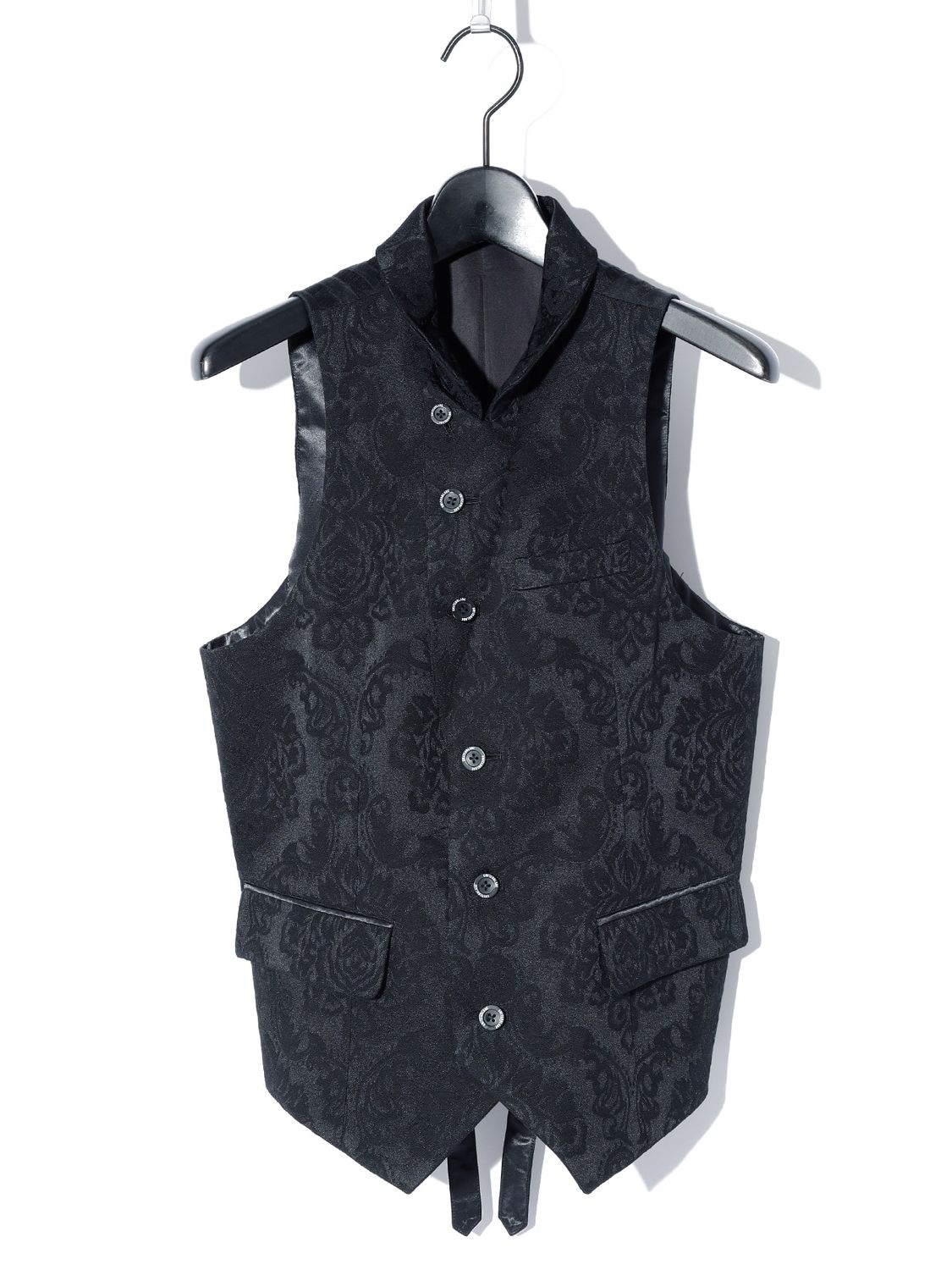 【予約完売】 PEAKED LAPEL JACQUARD VEST / BLACK / ベスト / BLACK