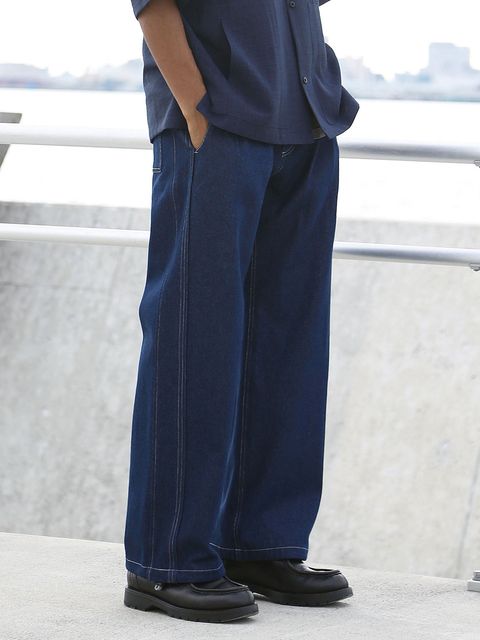 DENIM-MESH PANTS / インディゴ【QUOLT】
