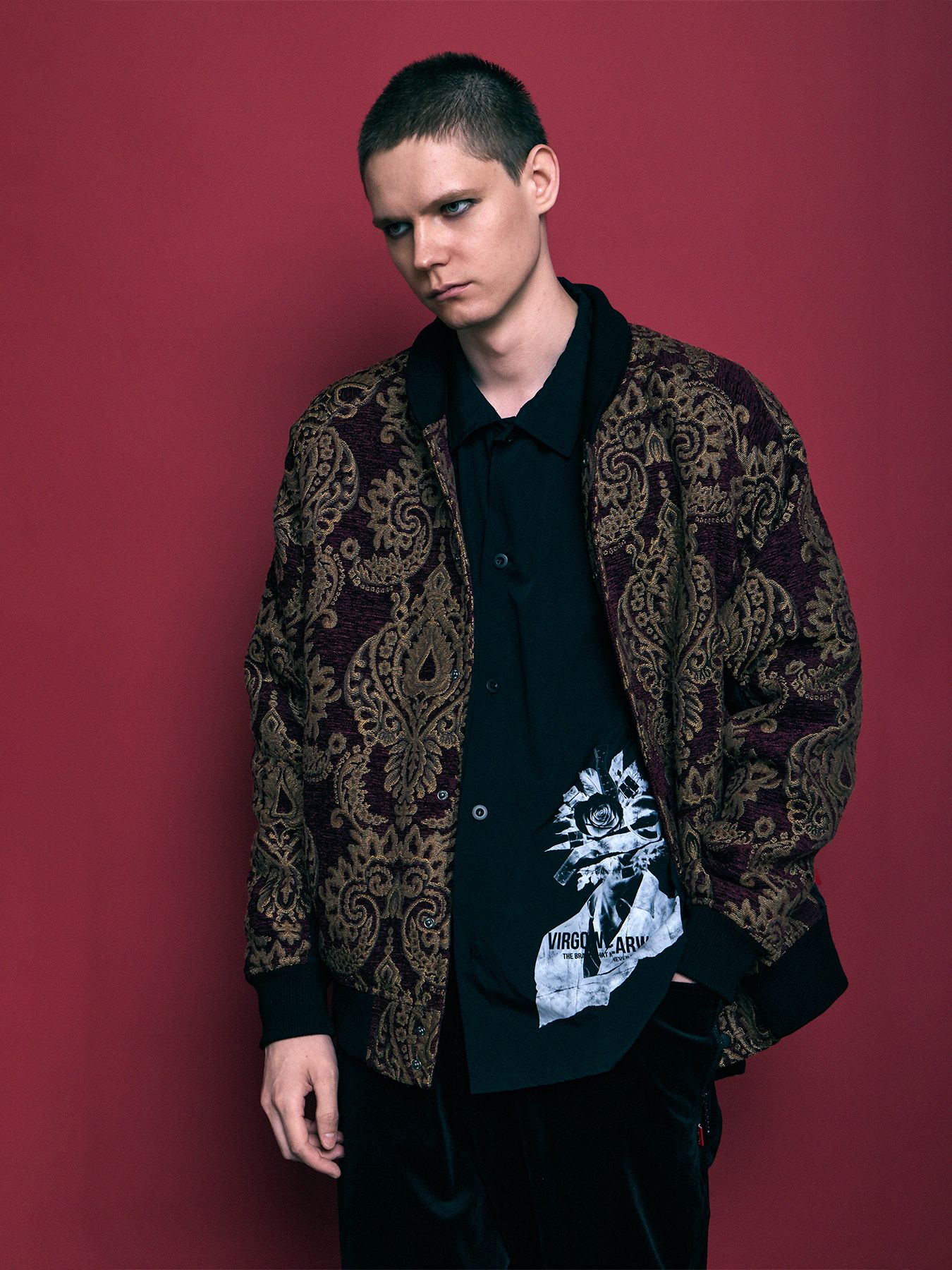 COLLISION SHIRT / プリント ワイドシルエットシャツ / BLACK