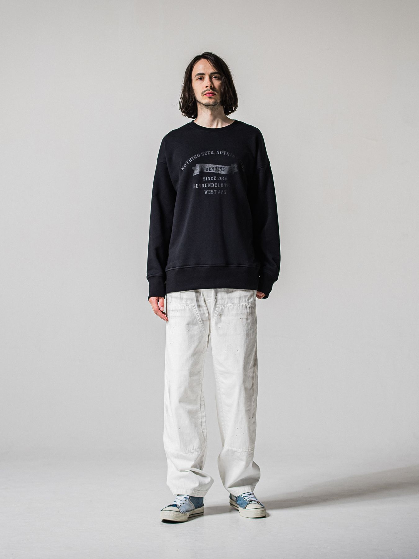 【予約品 11月16日(日) 締切】HF URAKE COLLEGE DROP TRAINER / 裏毛 カレッジロゴルーズ トレーナー / ブラック