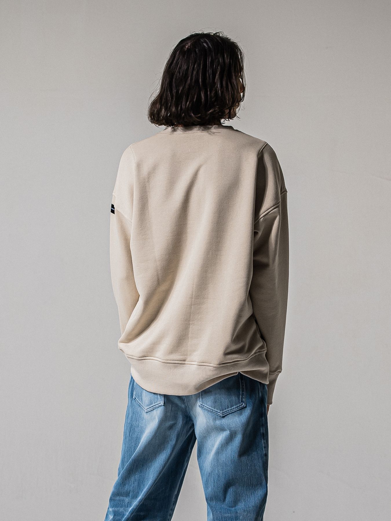 【予約品 11月16日(日) 締切】HF URAKE COLLEGE DROP TRAINER / 裏毛 カレッジロゴルーズ トレーナー / グレージュ