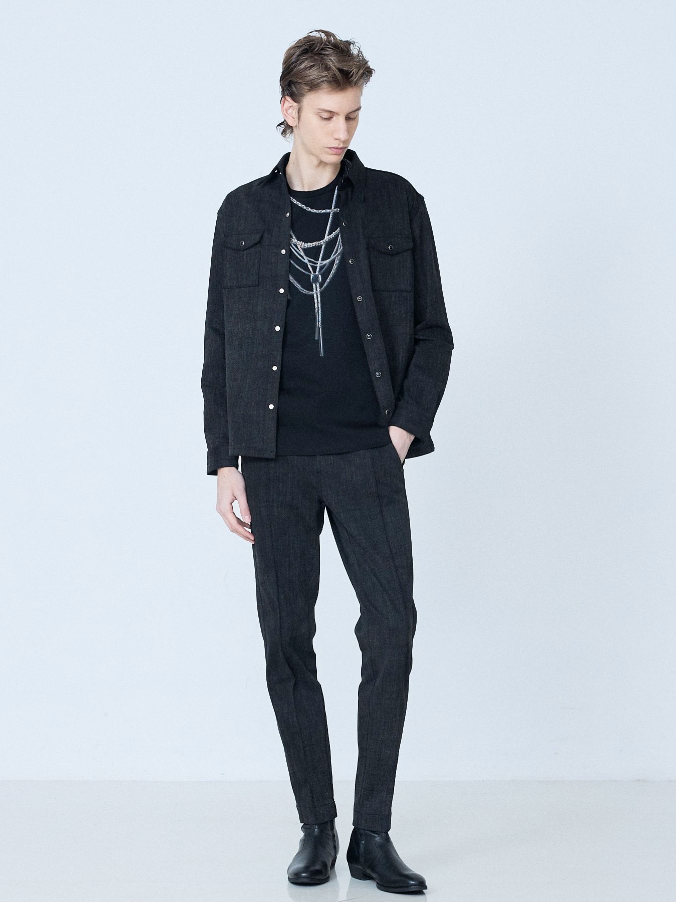 《YArKA × 5351》ネックレス プリント 半袖 Tシャツ / ブラック【5351 POUR LES HOMMES】